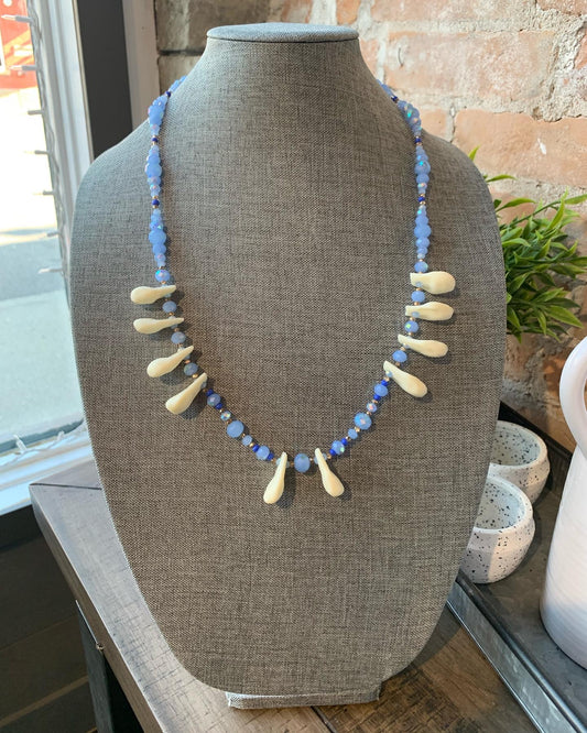 Elk Teeth Necklace & Earrings (Imitation Teeth/Resin)