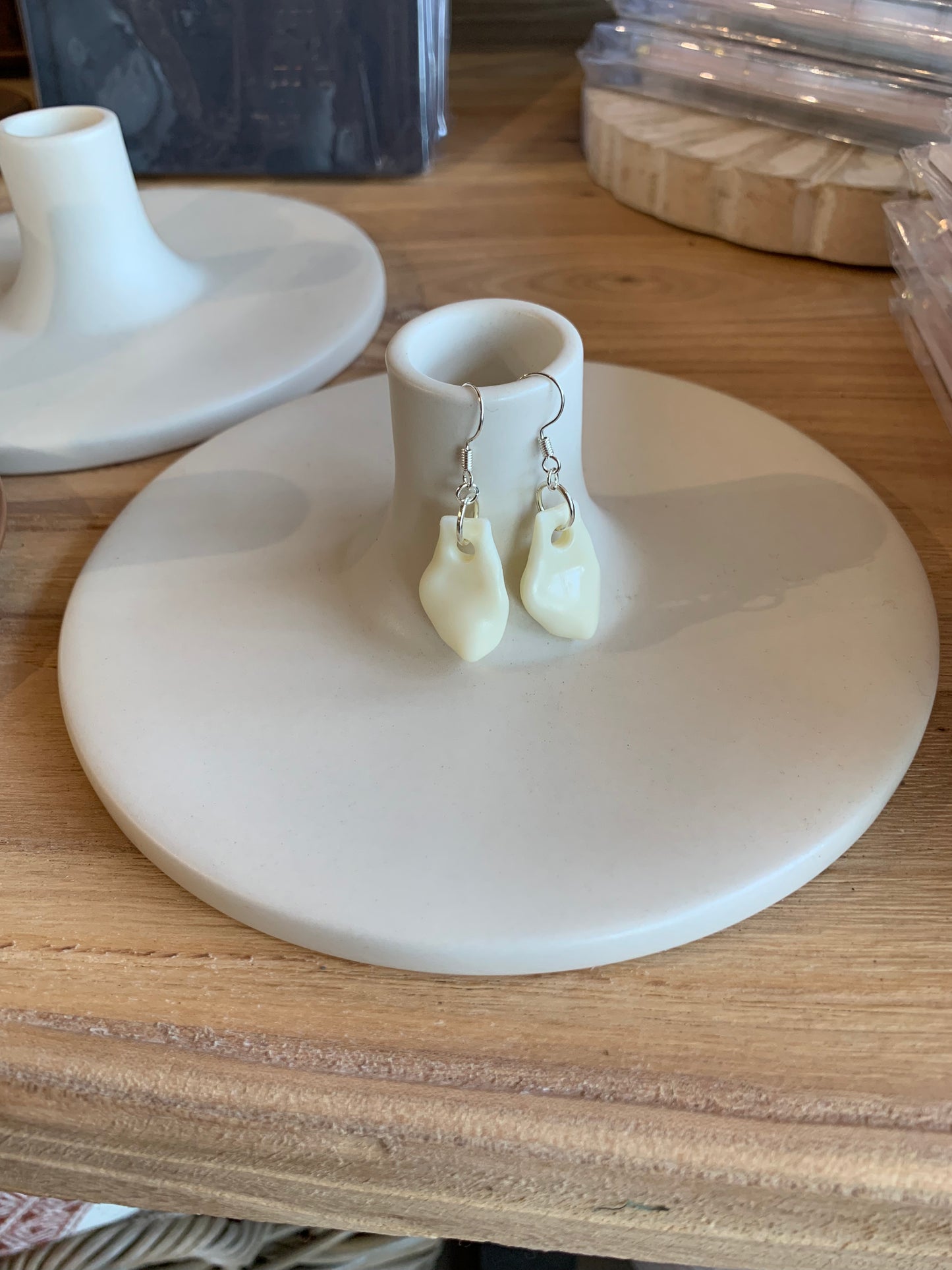 Elk Teeth Necklace & Earrings (Imitation Teeth/Resin)