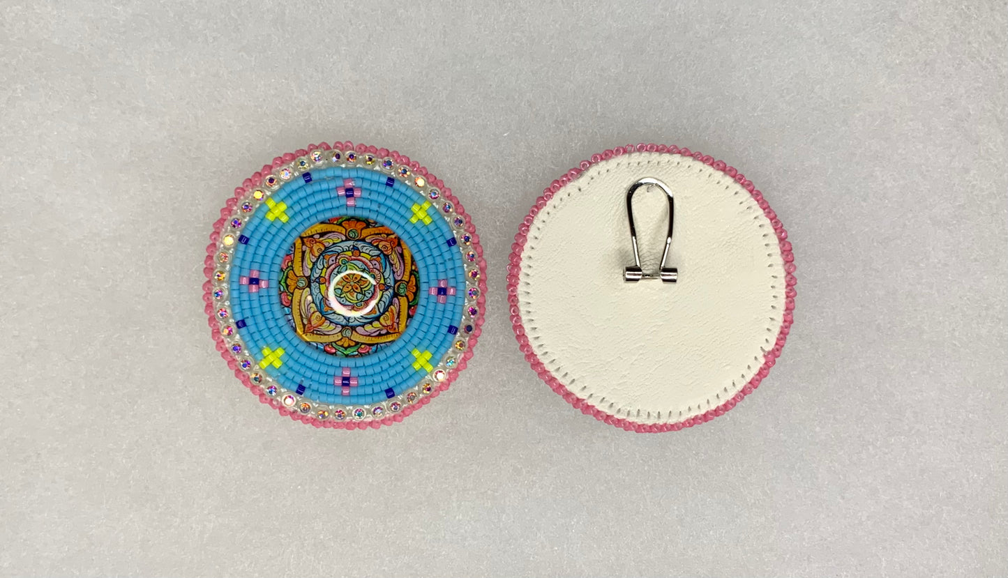 SOLD. Beaded Blue Rounds