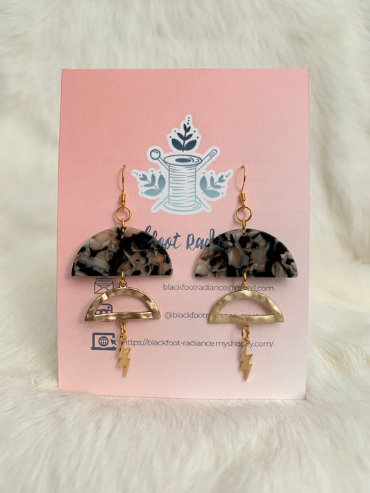 Clouds and Lightning Bolt (Black, Beige, White)