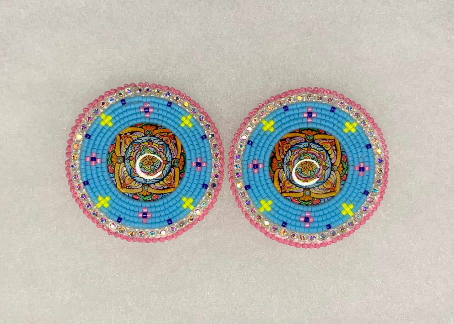 SOLD. Beaded Blue Rounds