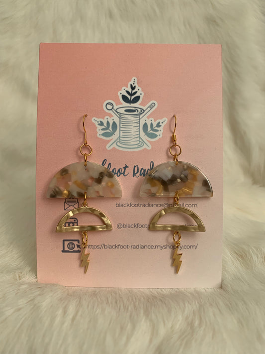 Clouds and Lightning (Creme, Grey, Gold)