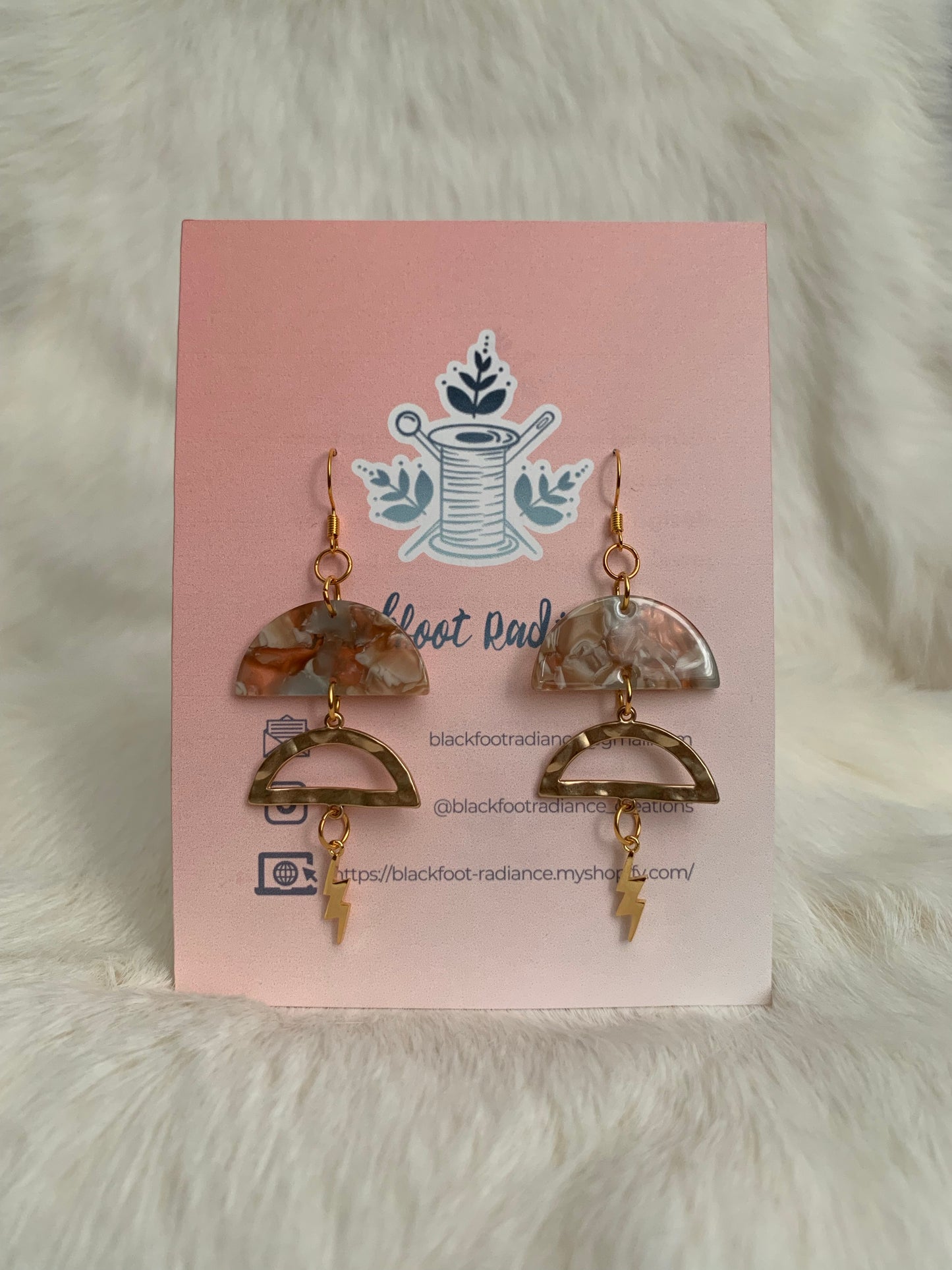 Clouds and Lightning Bolt (Beige, Blue, Creme)