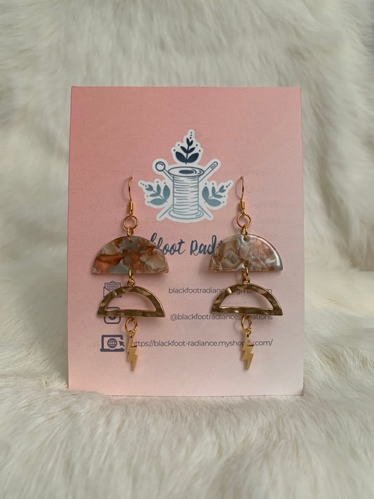 Clouds and Lightning Bolt (Beige, Blue, Creme)