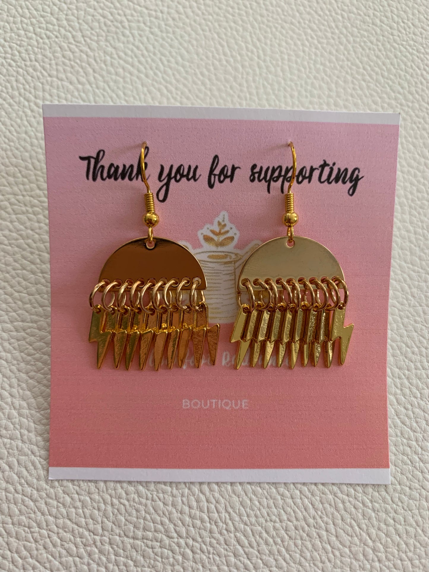 Gold Cloud and Lightning Bolts Earrings