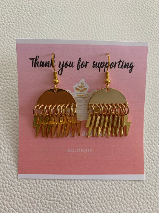 Gold Cloud and Lightning Bolts Earrings
